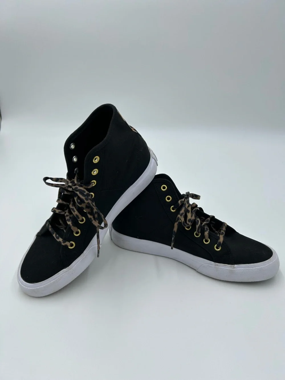 Leopard Laced DC Black High-Top Sneakers 9
